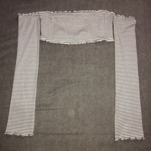 Black & White Bandeau Long Sleeve Top